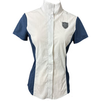 Noel Asmar Equestrian Mesh Show Shirt - White/Blue Size XS