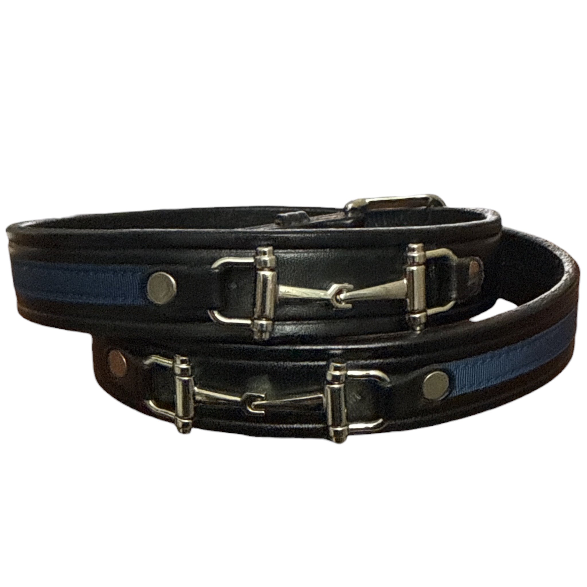 Tory Leather Ribbon & Snaffle Bits Belt - Blue / Size 34