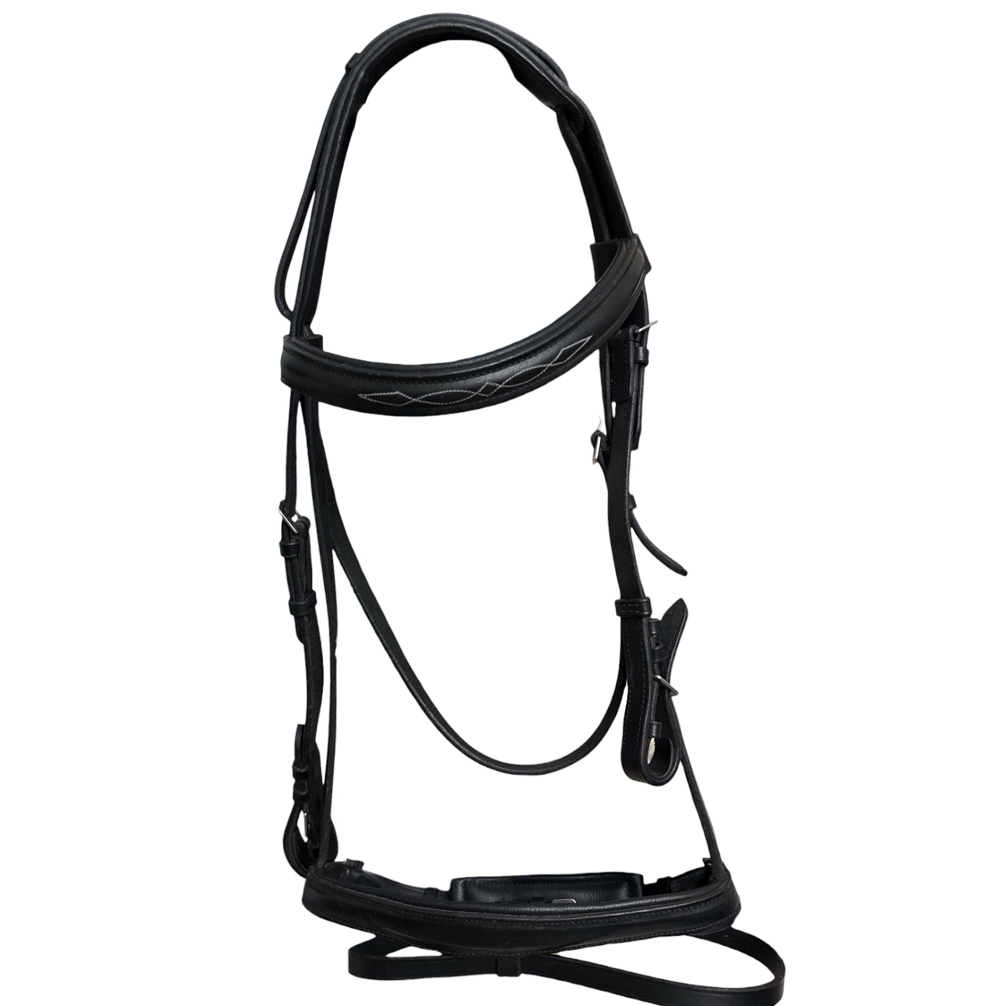 Black  Leather (Unbranded) Flash Bridle with Web Reins- Full/Horse Size   NEW