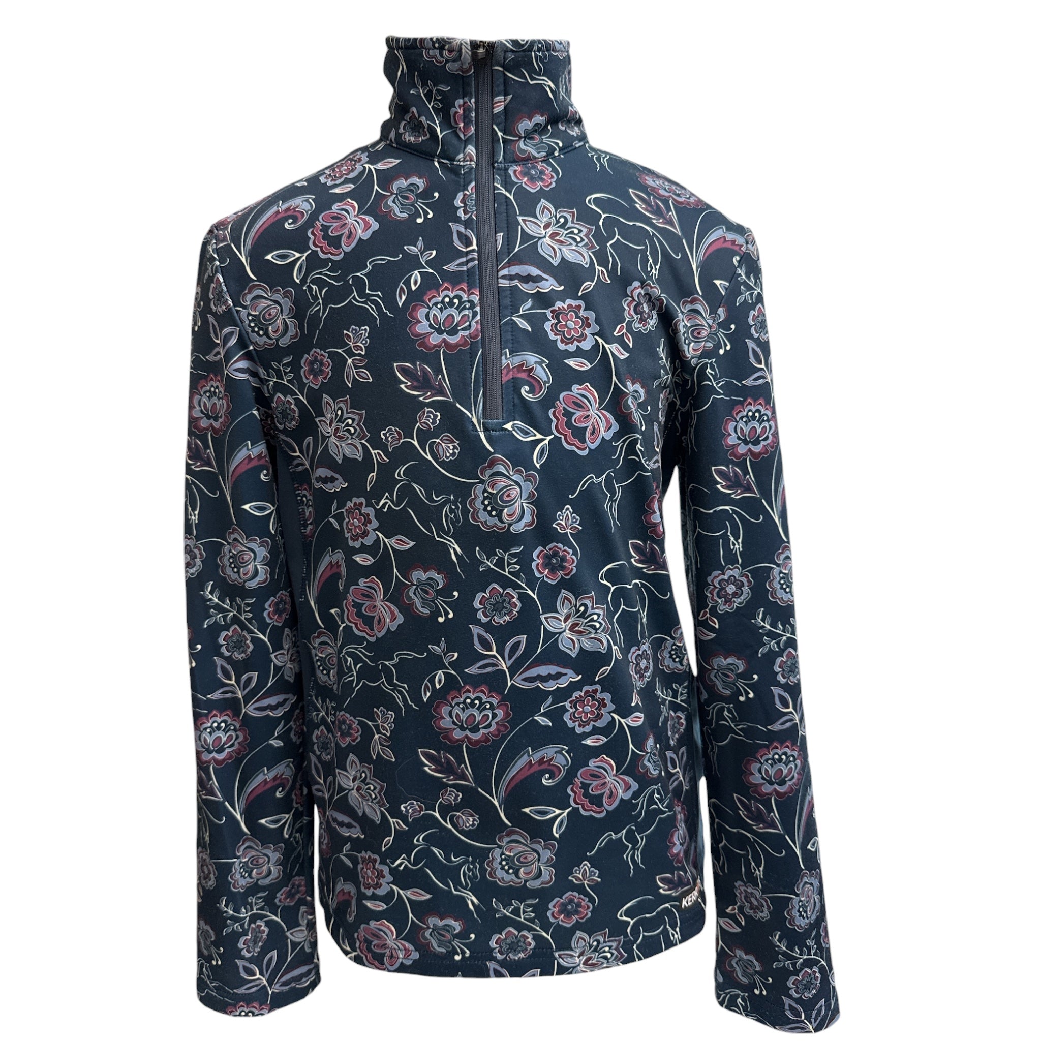 Kerrits Kids Up Tempo Fleece Tech Top -  Admiral Winter Bloom / Size Medium Youth