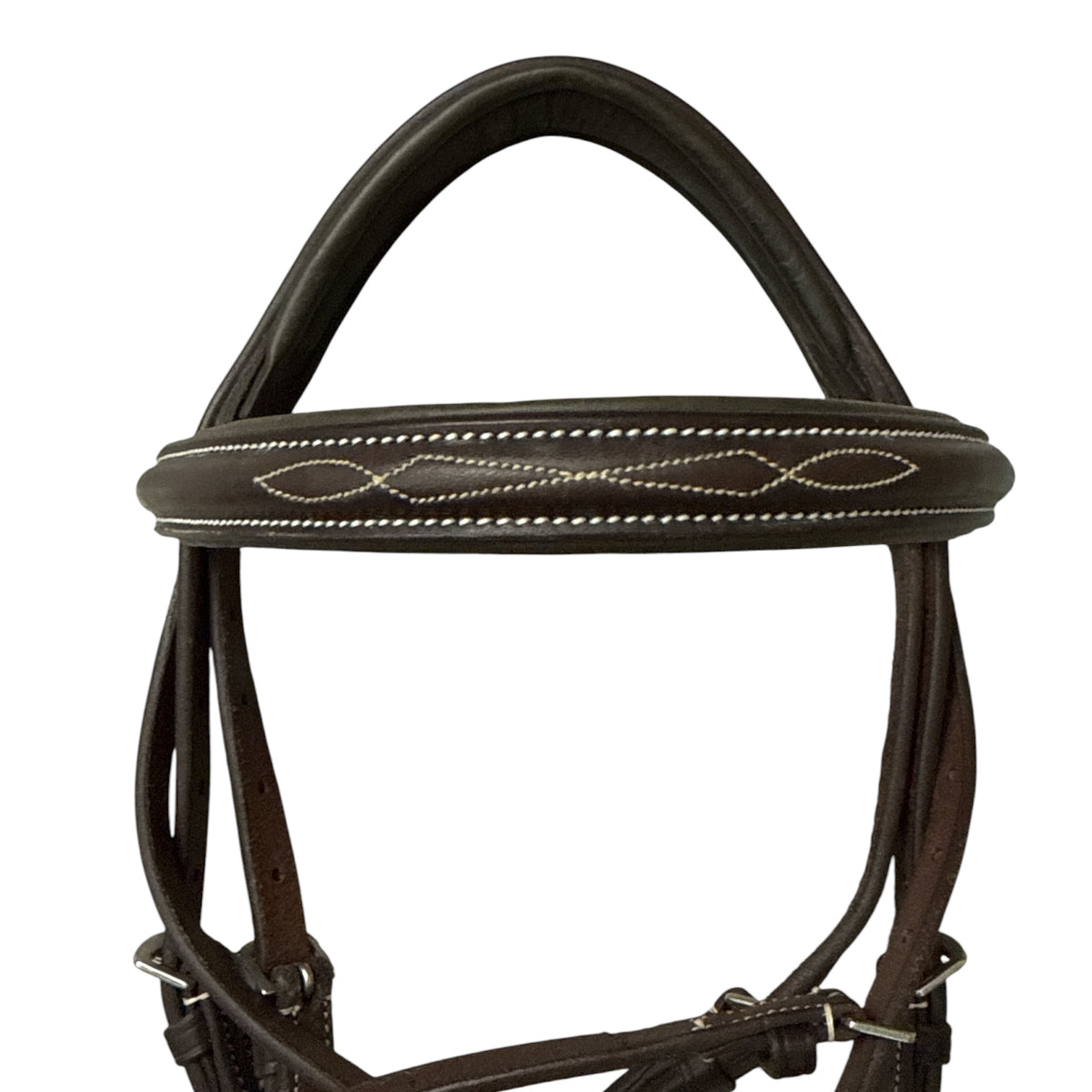 Pessoa Fancy Stitch Raised Padded Leather Bridle with Reins - Cob / NEW
