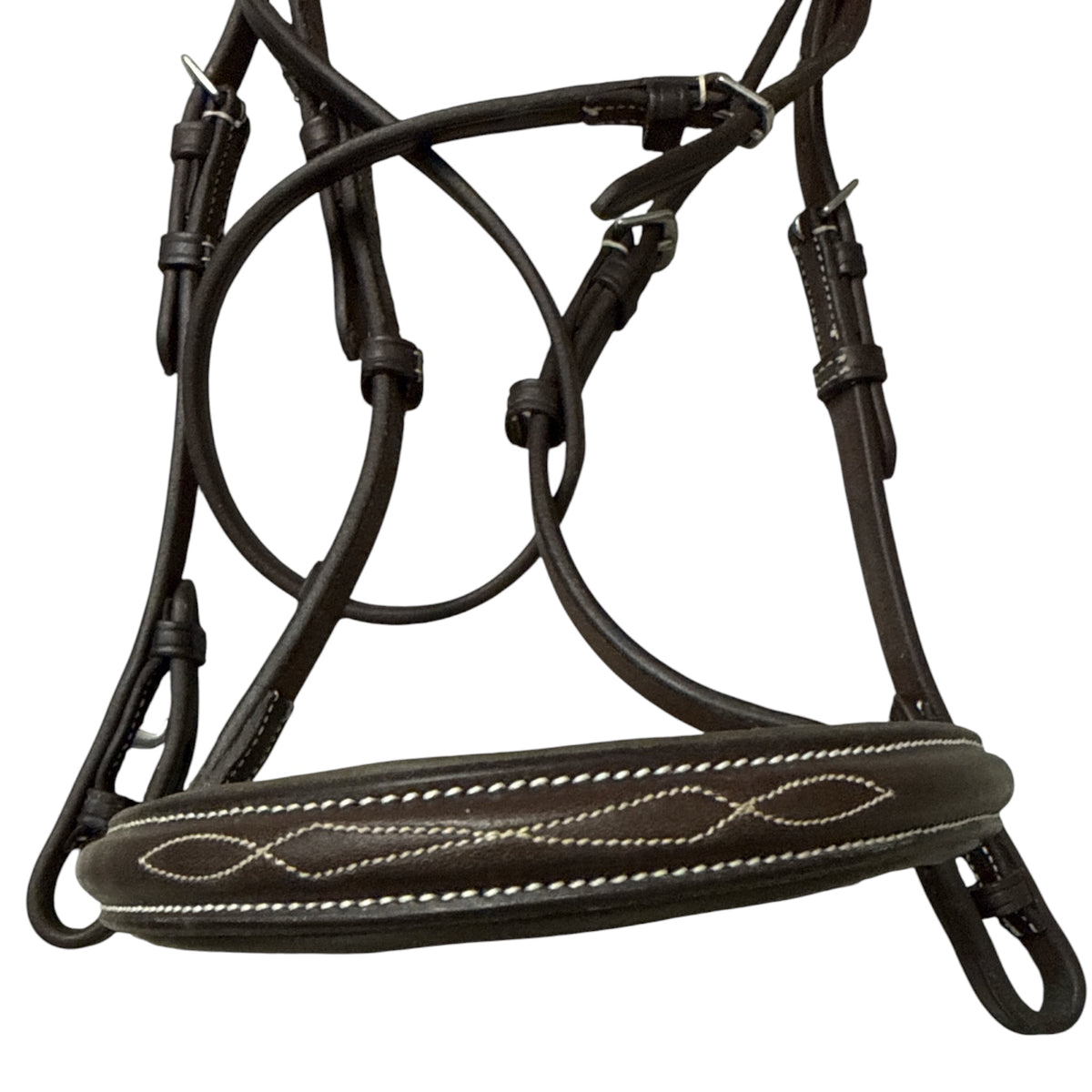 Pessoa Fancy Stitch Raised Padded Leather Bridle with Reins - Cob / NEW