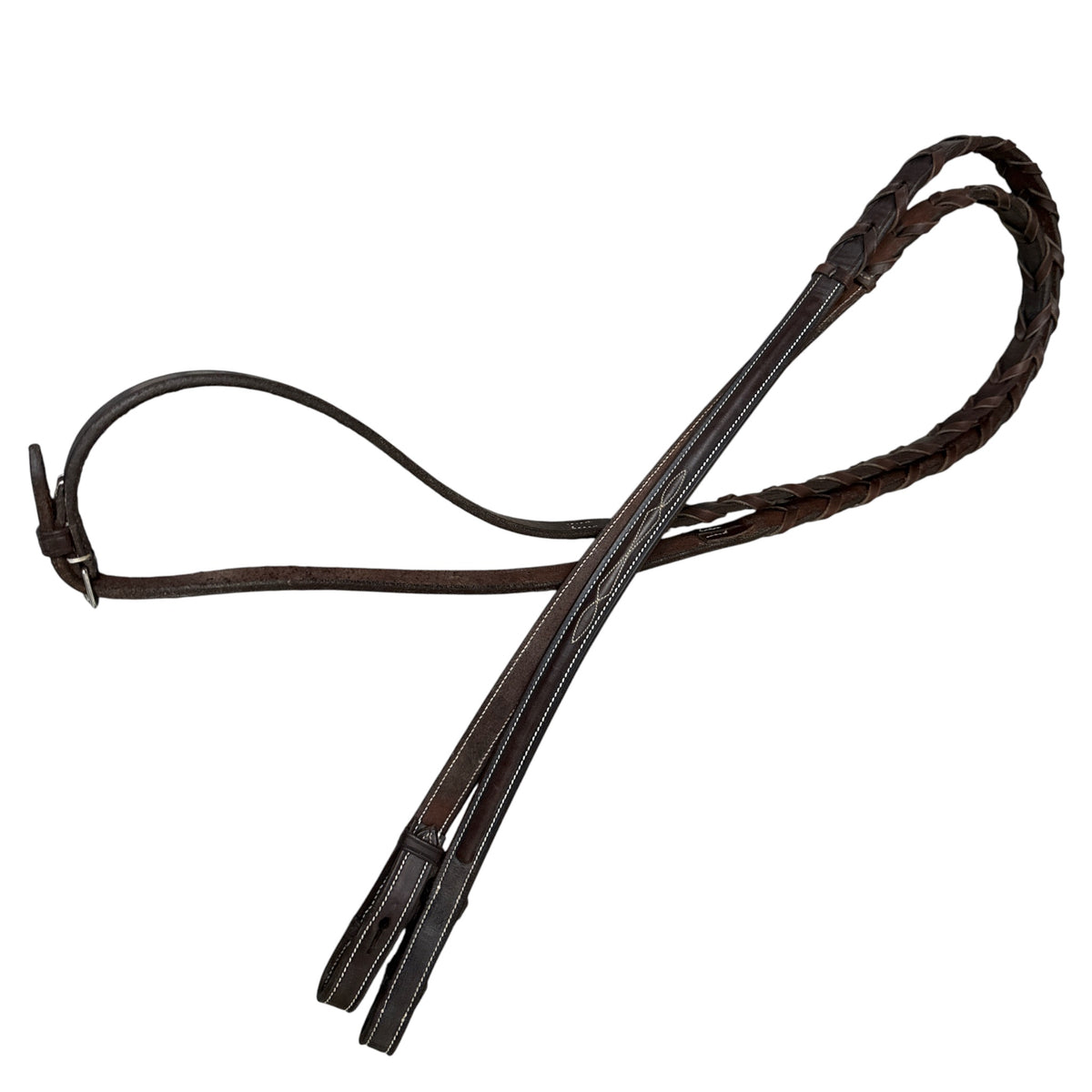 Pessoa Fancy Stitch Raised Padded Leather Bridle with Reins - Cob / NEW