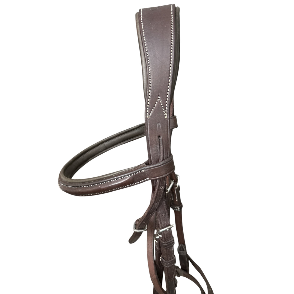 Pessoa Fancy Stitch Raised Padded Leather Bridle with Reins - Cob / NEW