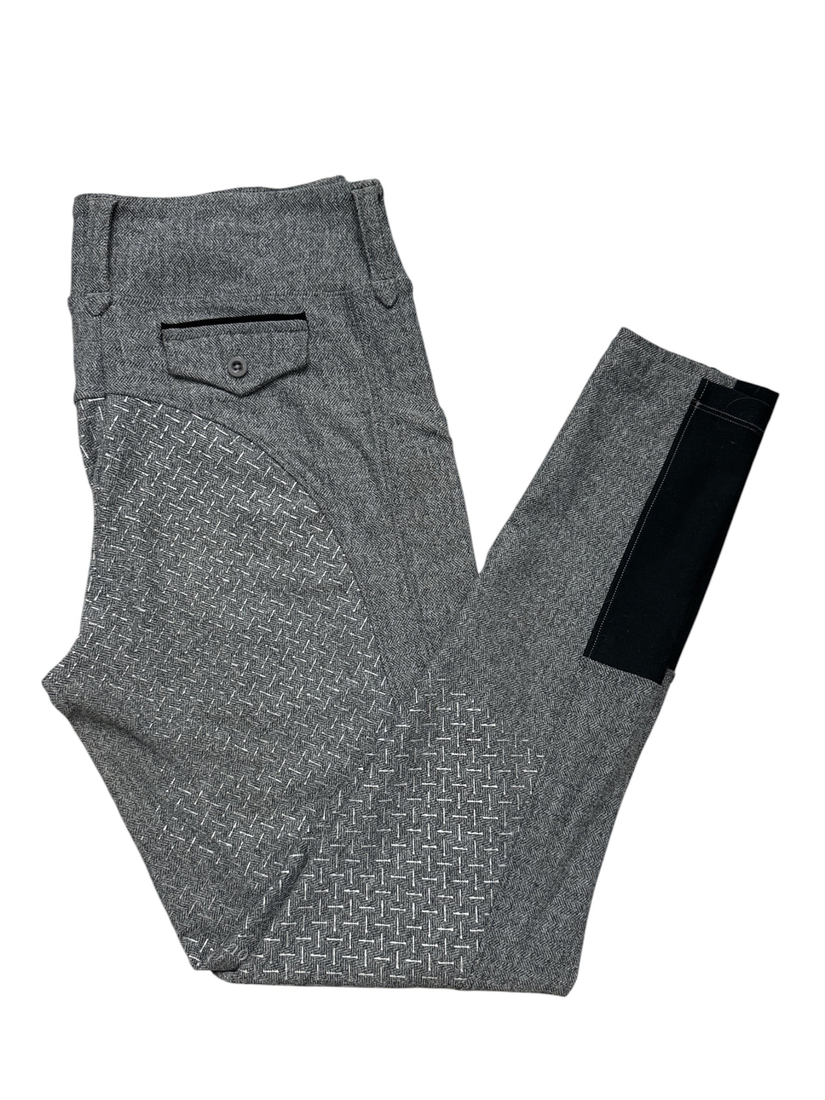 Free Ride Lux Hybrid Breeches (Pull-On) Full Seat - Grey Tweed / Size Large