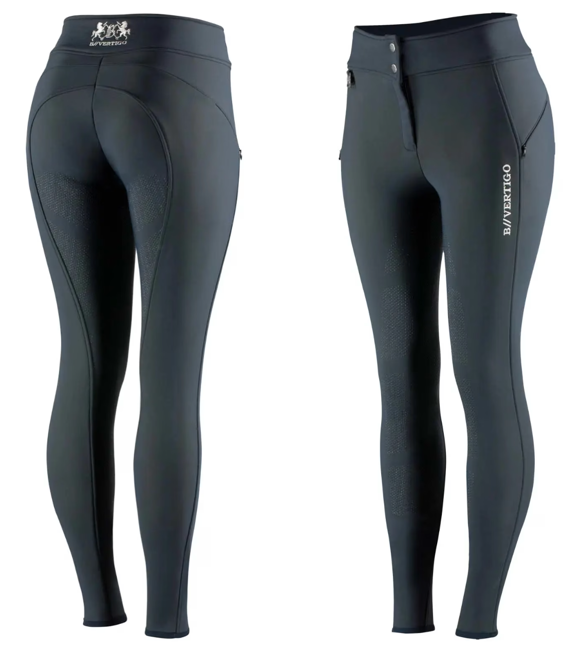 B Vertigo Justine Thermo Silicone Full Seat Breeches - Dark Navy / Size US 26 (EU 38)  NEW