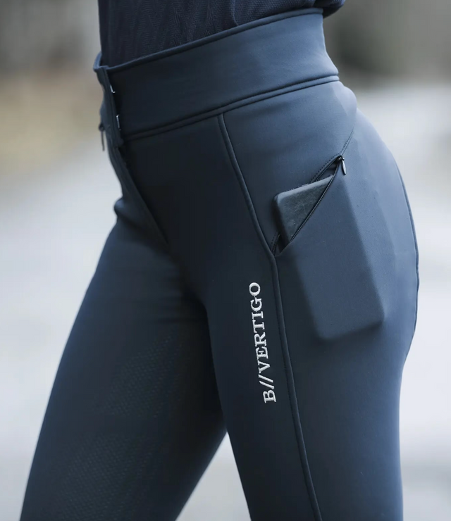B Vertigo Justine Thermo Silicone Full Seat Breeches - Dark Navy / Size US 26 (EU 38)  NEW