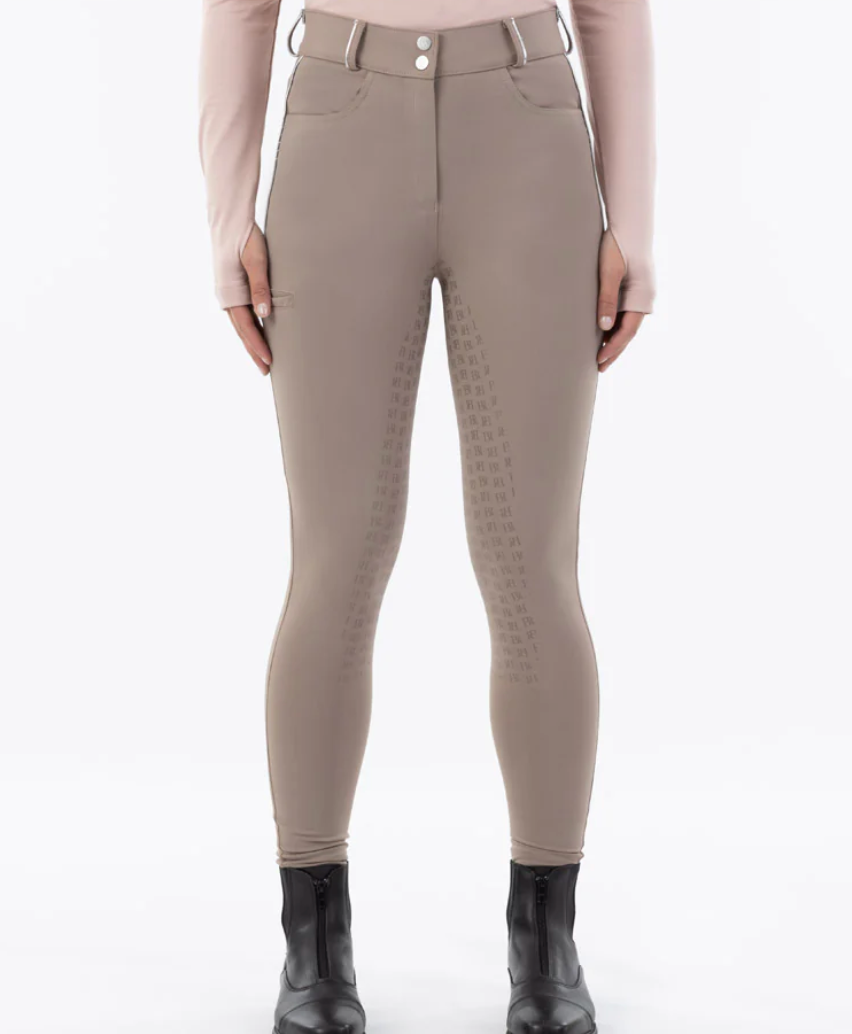 BR Equestrian Dionne Full Grip Seat Breech -Taupe Grey Tan / Size EU 34 (US 22)  NEW