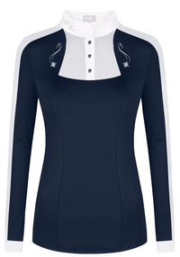 Fair Play Women's Lorella Long Sleeve Show Shirt - Navy / Size XL (EU 40)  NEW