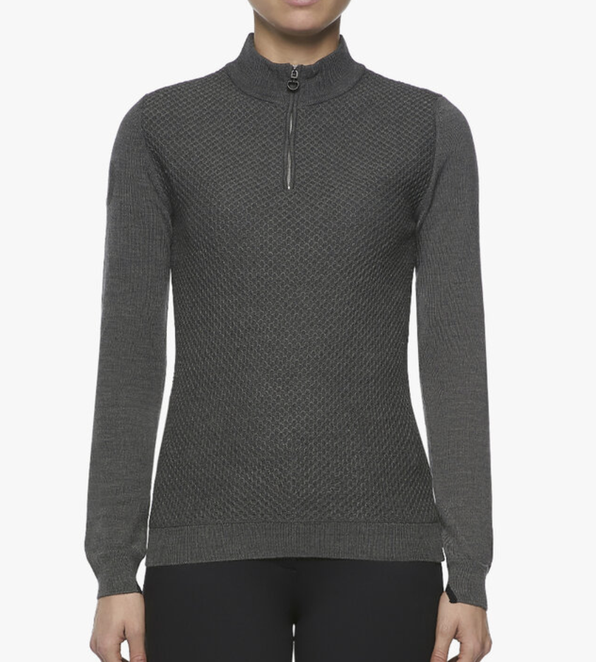 Cavalleria Toscana Women's Wool Honeycomb Sweater - Grey / Size XS